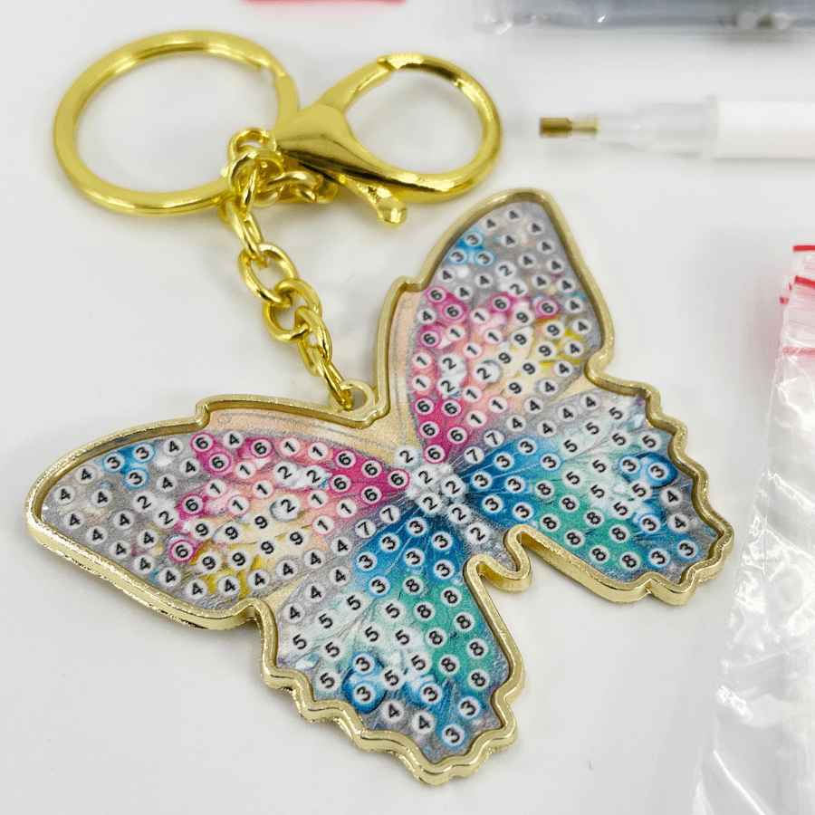 Bella Butterfly Crystal Art Metal Keyring Kit