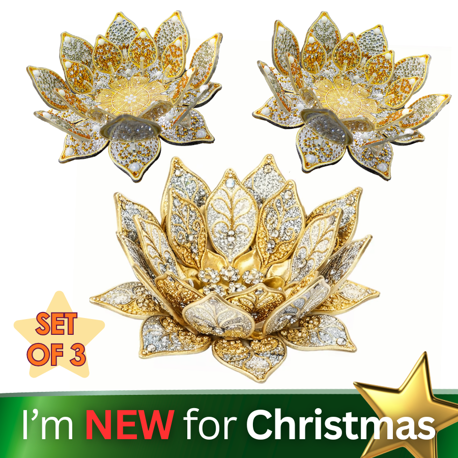 Golden Lotus Crystal Art 3D Candle Holder Kit