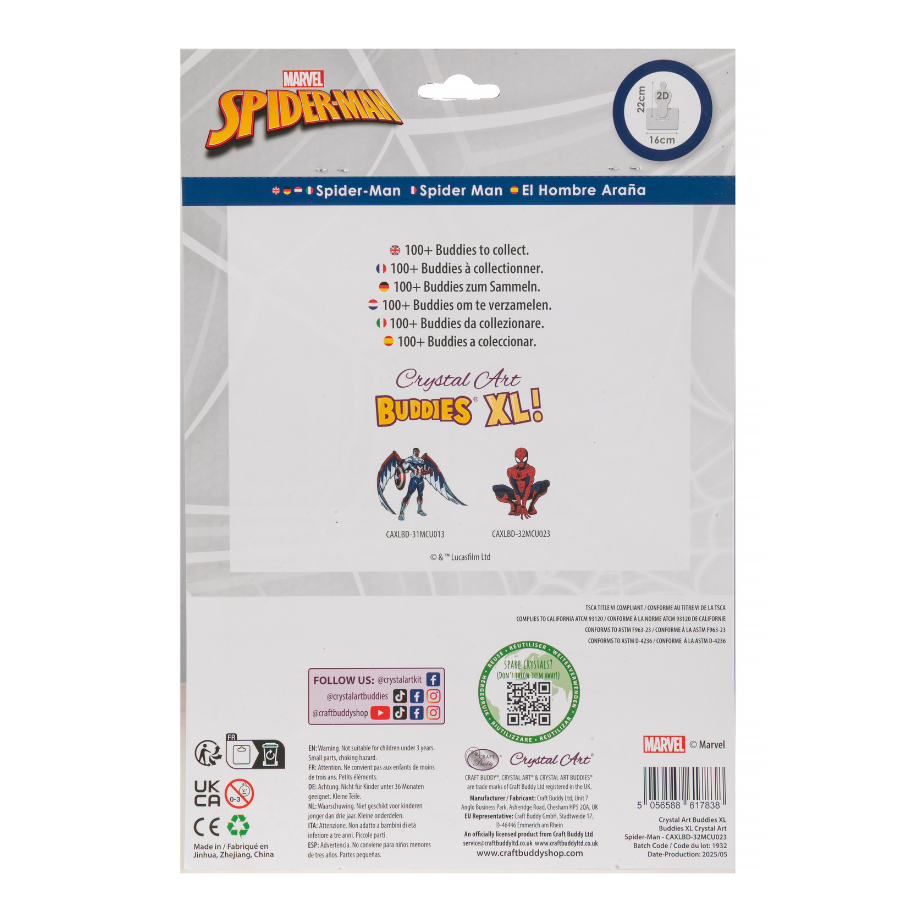 Spiderman Crystal Art Buddies XL MARVEL pack back
