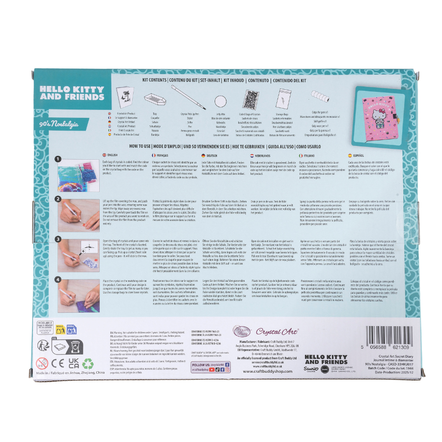 90's Nostalgia Crystal Art Secret Diary Hello Kitty & Friends