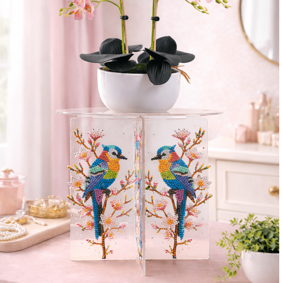 Birds Crystal Art Acrylic Plant Stand Kit