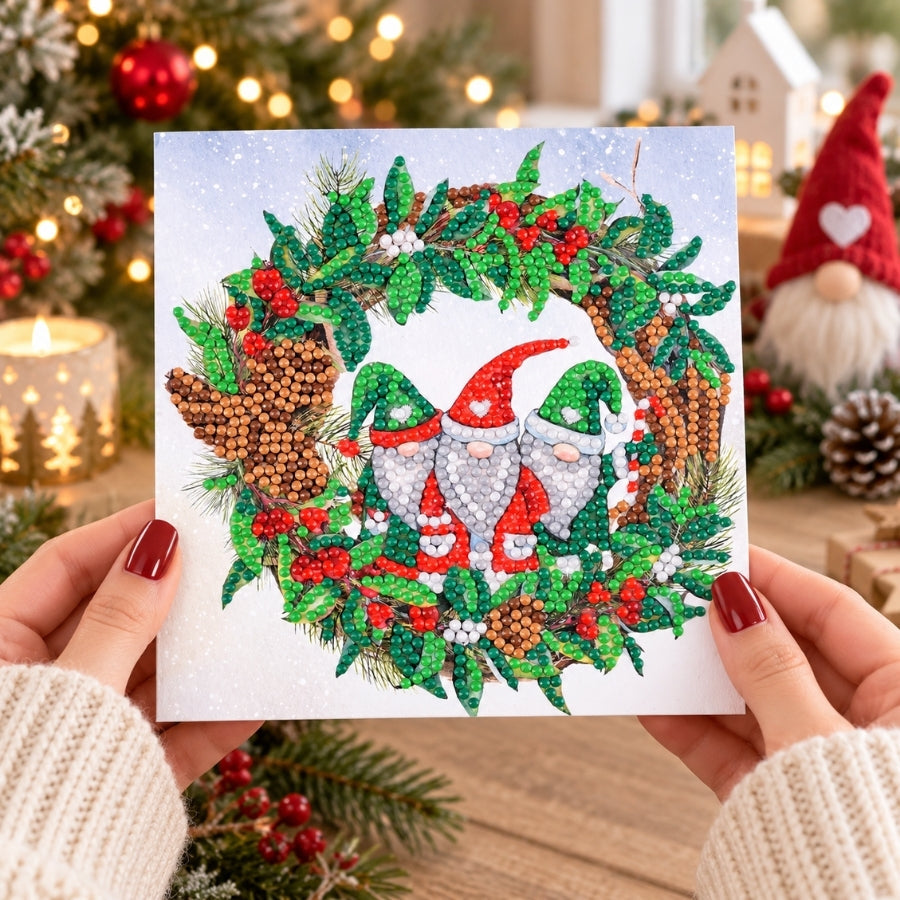 A Gonky Wreath Crystal Art Card Kit 15x15cm