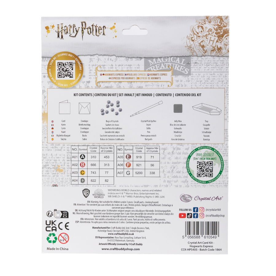 "All Aboard The Hogwarts Express" Harry Potter Crystal Art Card Back Packaging