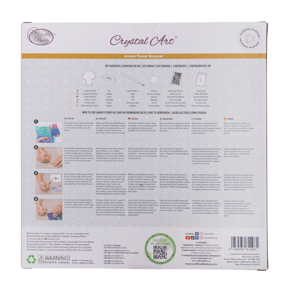 Amore Flower Bouquet Crystal Art Wooden Decoration 1