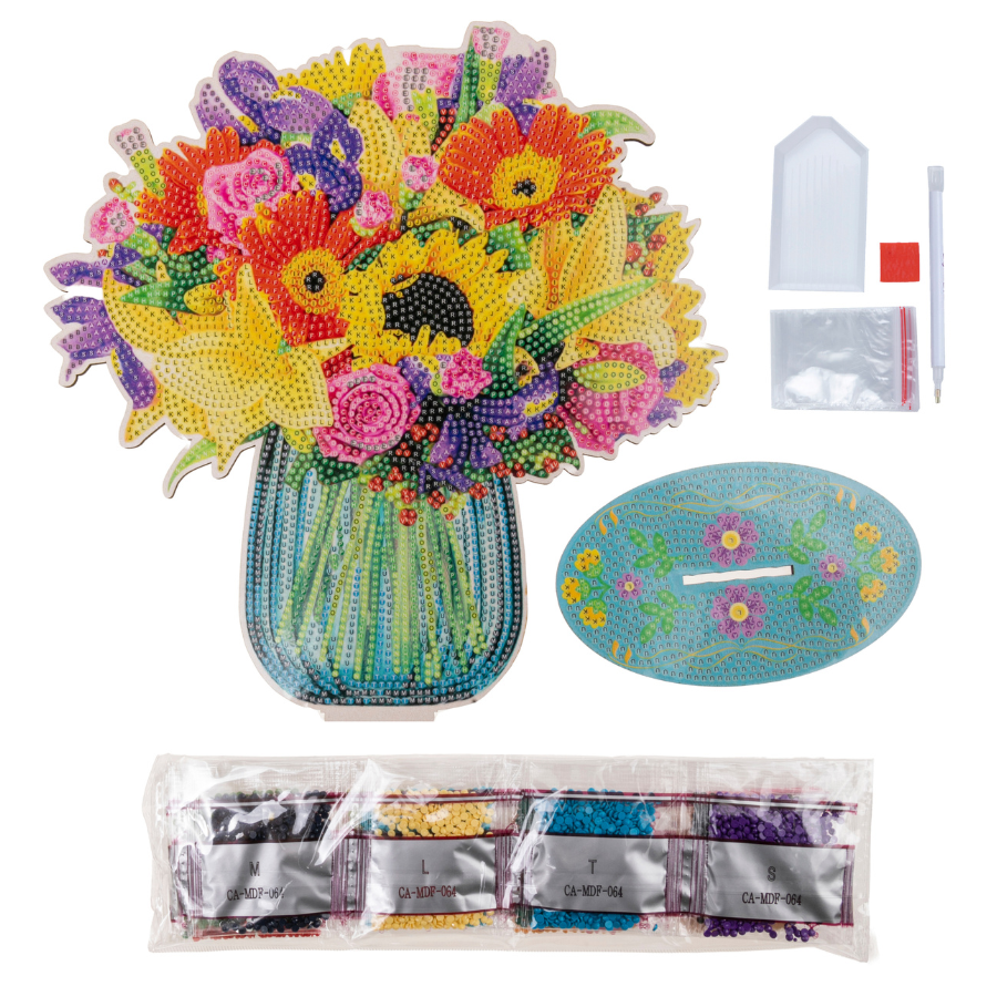 Amore Flower Bouquet Crystal Art Wooden Decoration 2