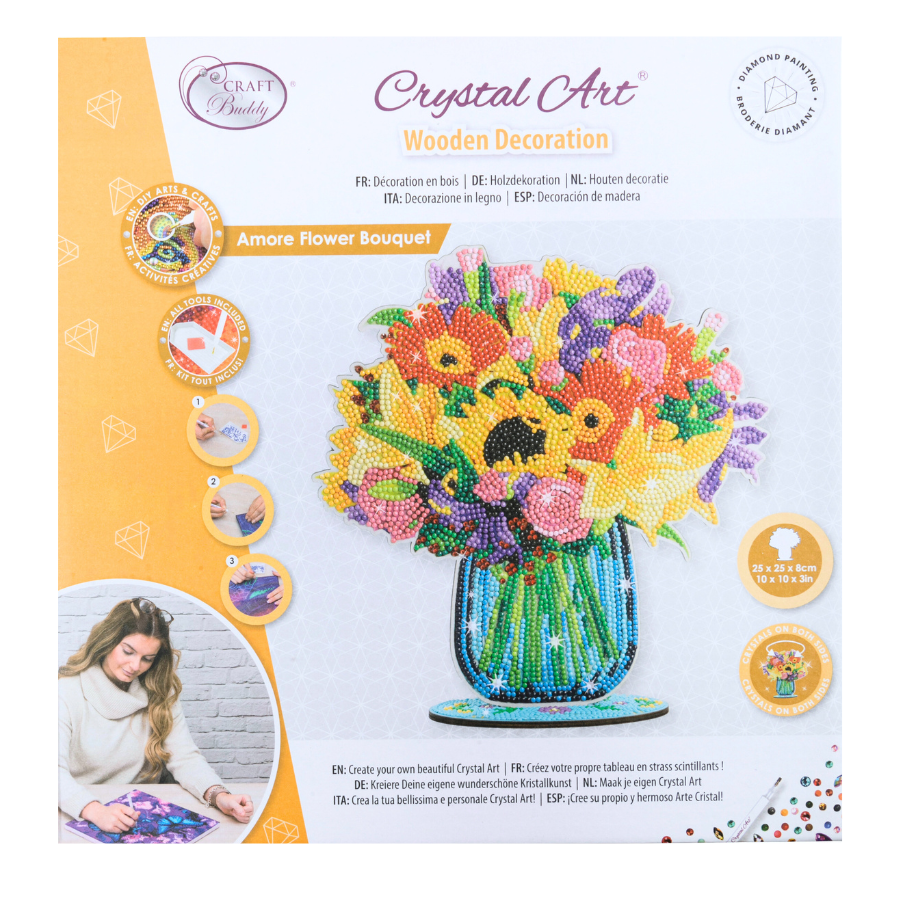 Amore Flower Bouquet Crystal Art Wooden Decoration 5