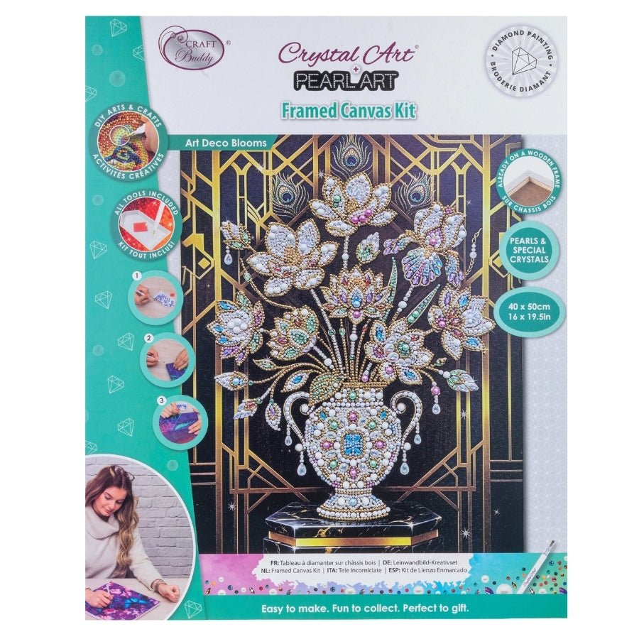 Art Deco Blooms Pearl Art Canvas Kit 40x50cm