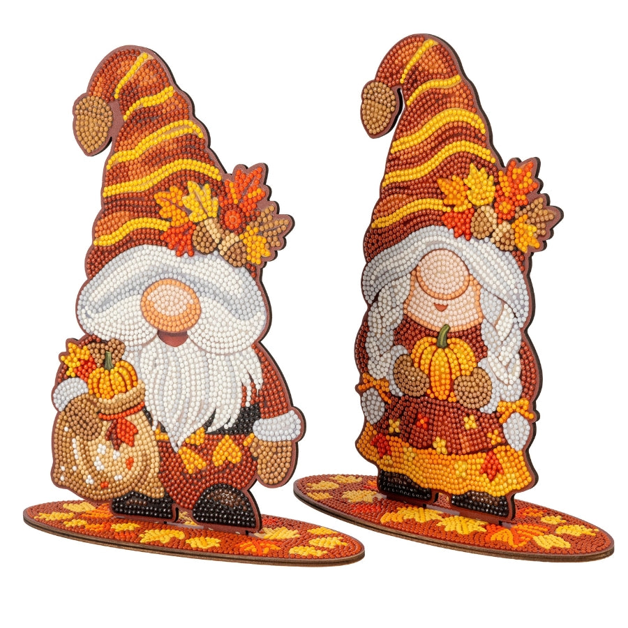 Autumn Gnomes Crystal Art Decoration Kit Set of 2
