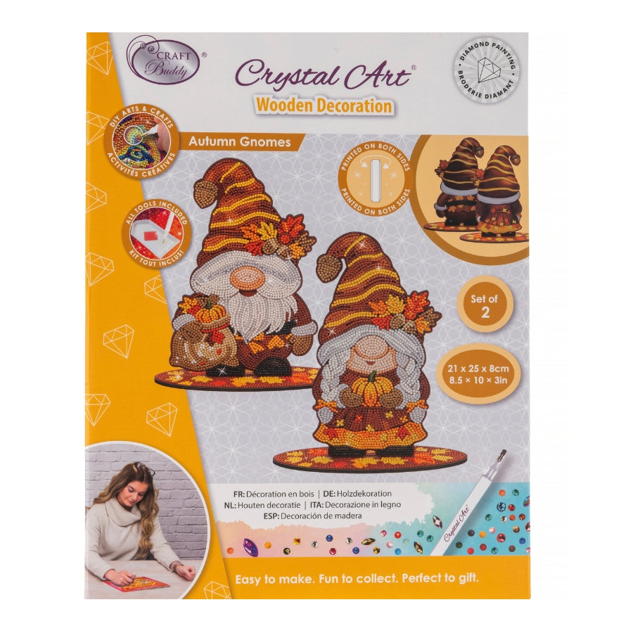 Autumn Gnomes Crystal Art Decoration Kit Set of 2