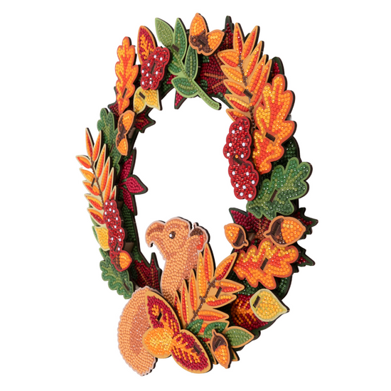 Autumn Squirrel Crystal Art 3D Wreath Kit 4