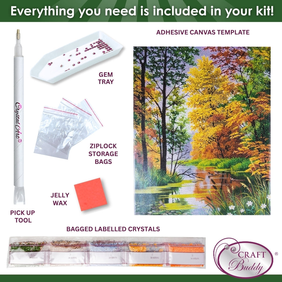 Autumn Woodland Crystal Art Canvas Kit 40x50cm