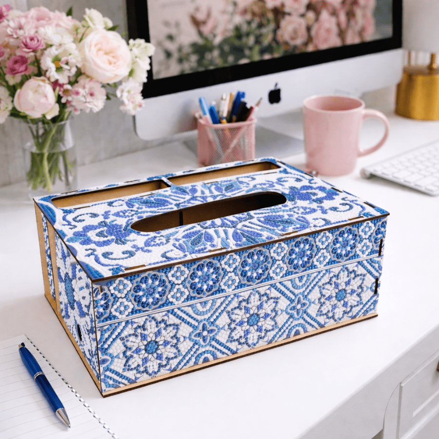 Azure Mosaic Crystal Art Desk Organiser Kit