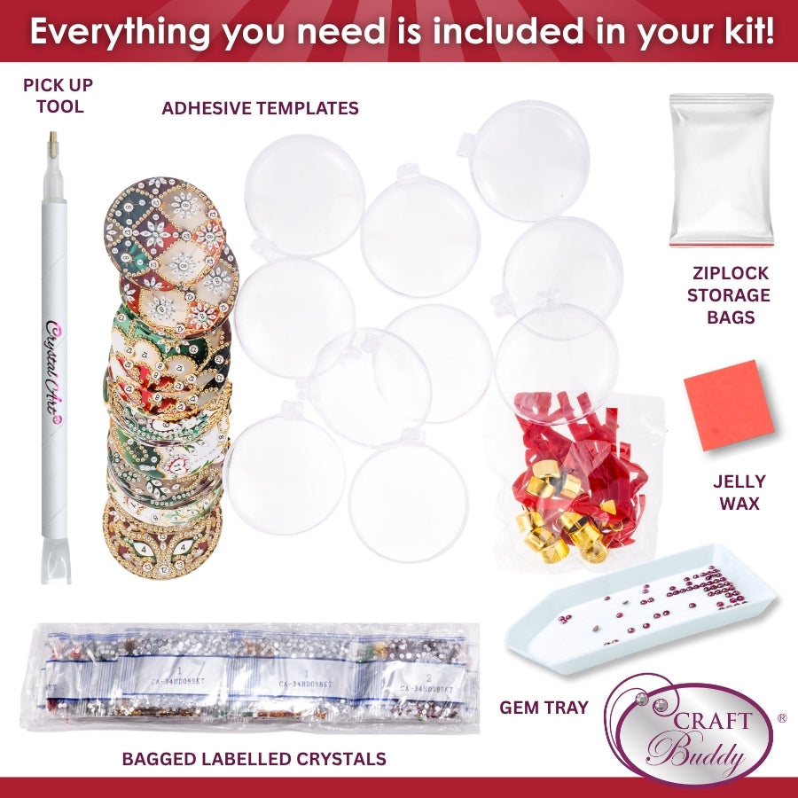 Baubles Crystal Art Hanging Decoration Kit x 10