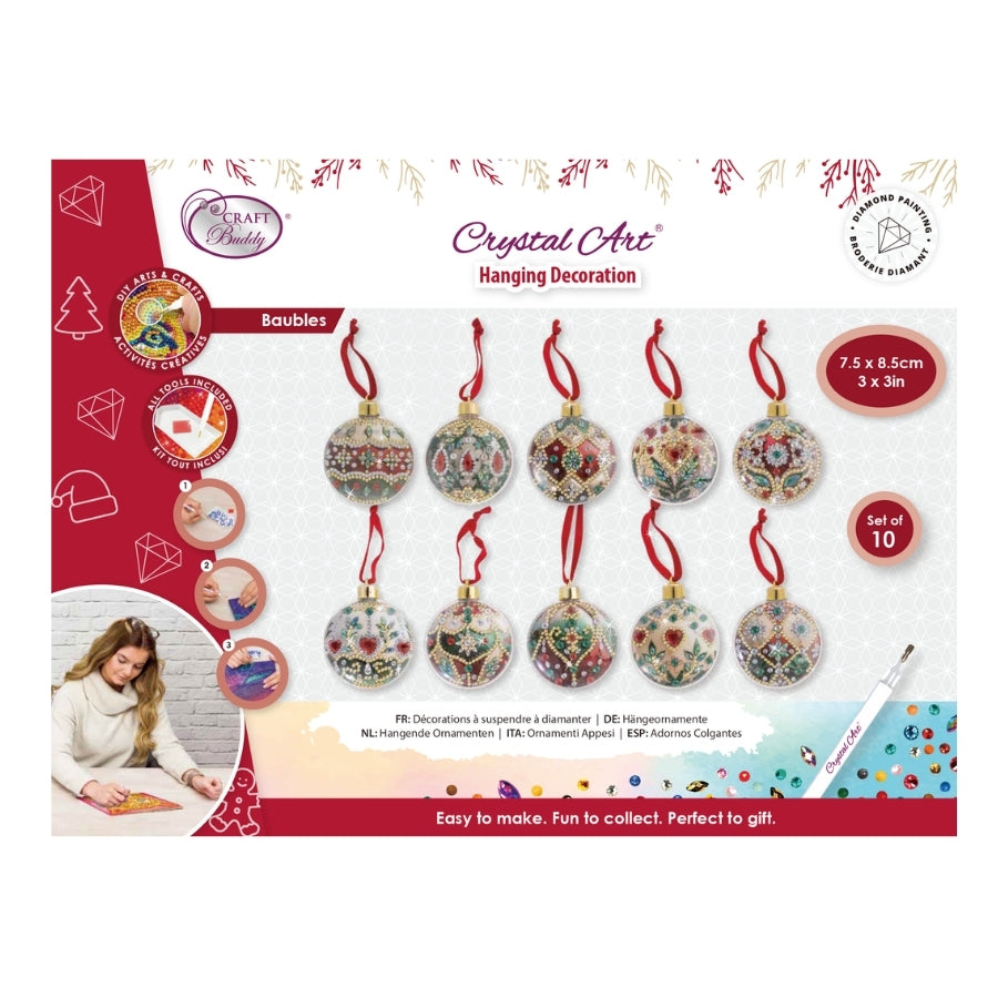 Baubles Crystal Art Hanging Decoration Kit x 10
