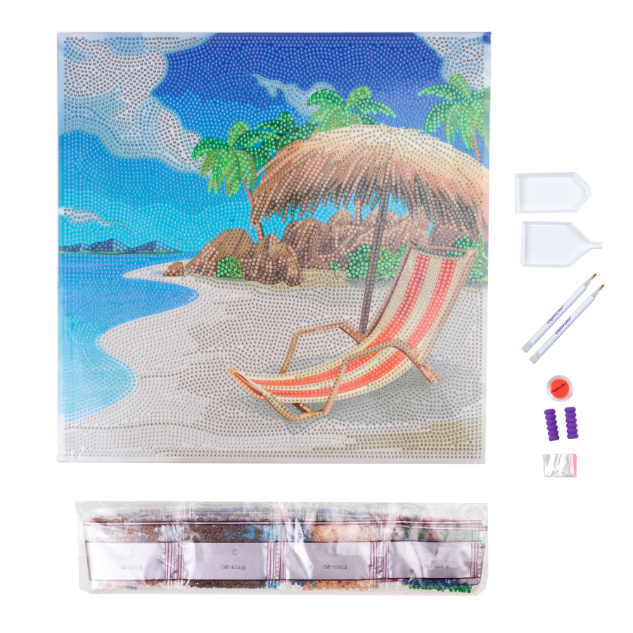 “Beach Life” Crystal Art Kit 30x30cm Content