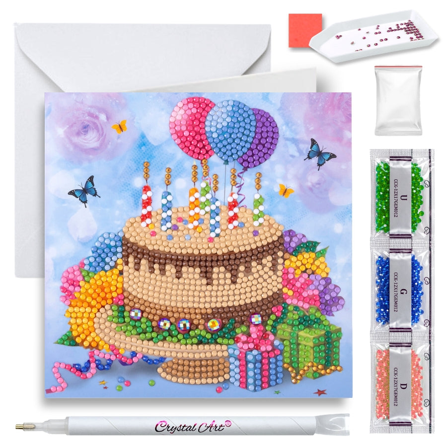 Birthday Delight Crystal Art Card Kit 15x15cm