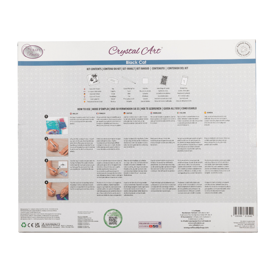 Black Cat Crystal Art Canvas Kit 50x40cm