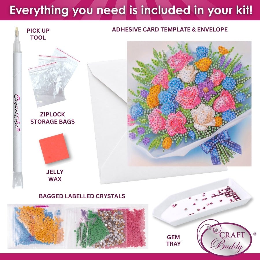 Blooming Bouquet Crystal Art Card Kit 15x15cm