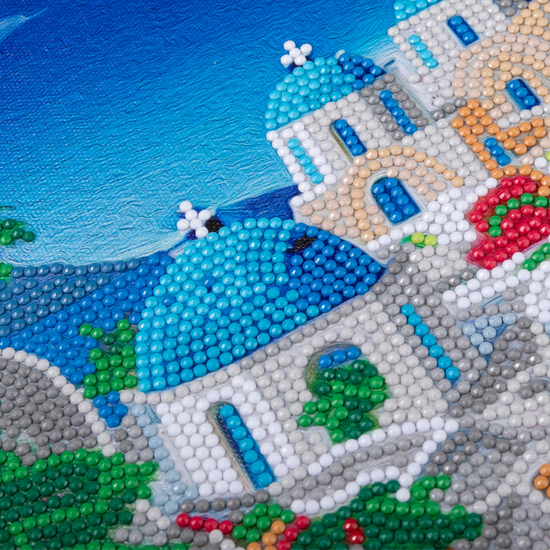 "Blue House View" Crystal Art Kit 30x30cm Close Up