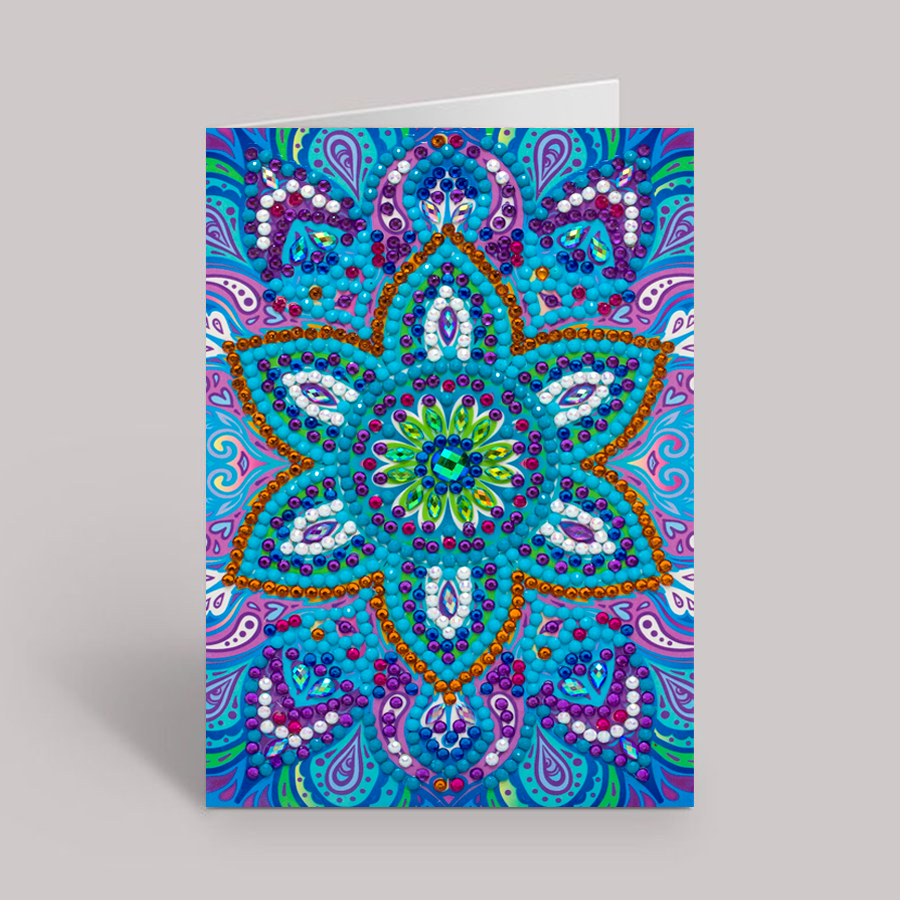 CCK-10x15B3: Blue Mandala, 10x15cm Crystal Art Card