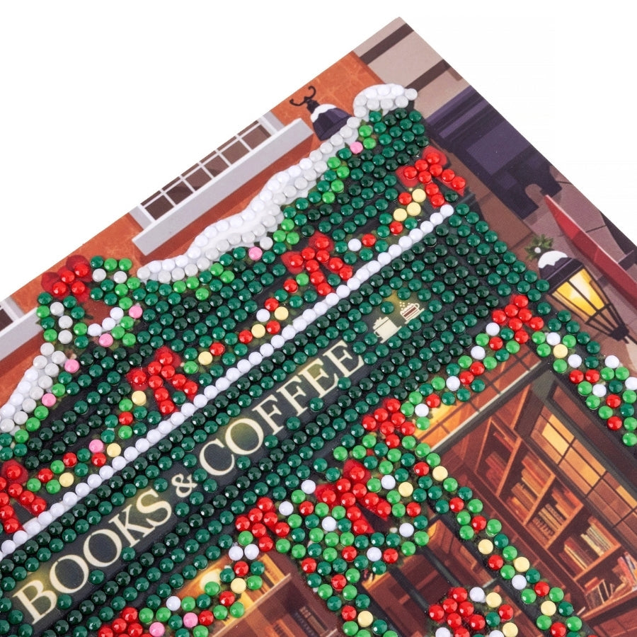 Books & Coffee Crystal Art Card Kit 18x18cm
