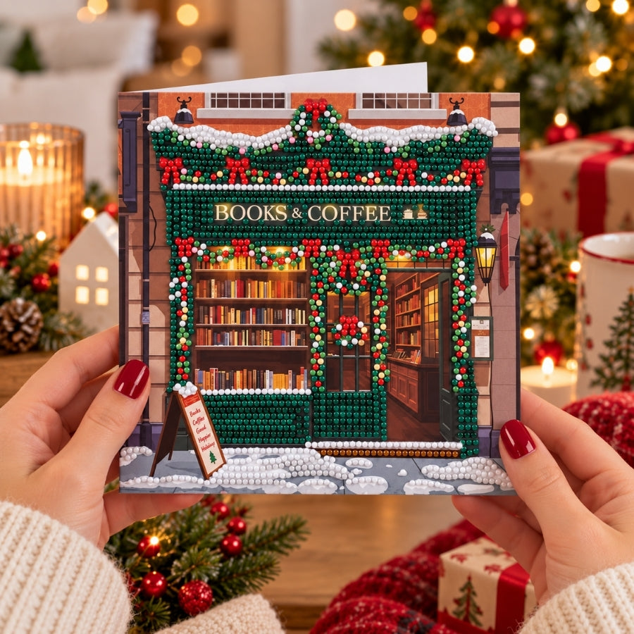 Books & Coffee Crystal Art Card Kit 18x18cm