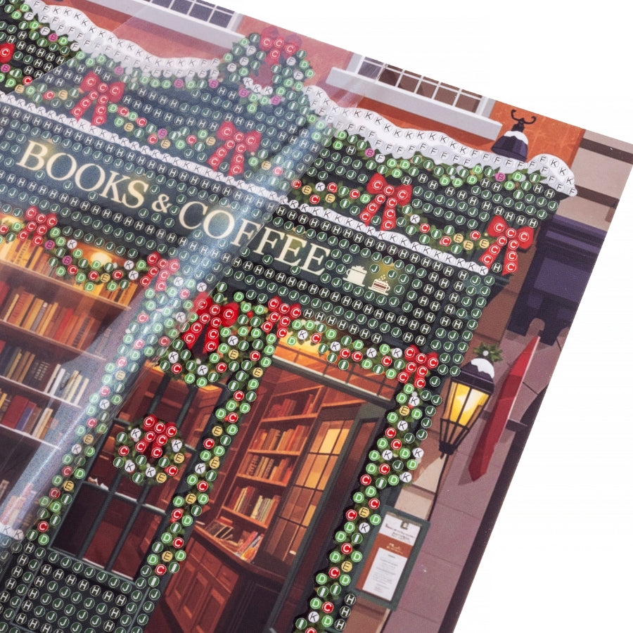Books & Coffee Crystal Art Card Kit 18x18cm