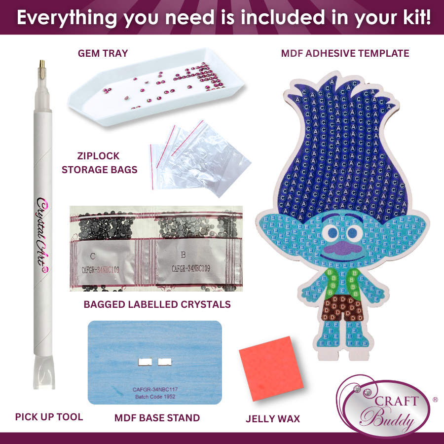 Branch Crystal Art Buddies Kit Series 8 Trolls