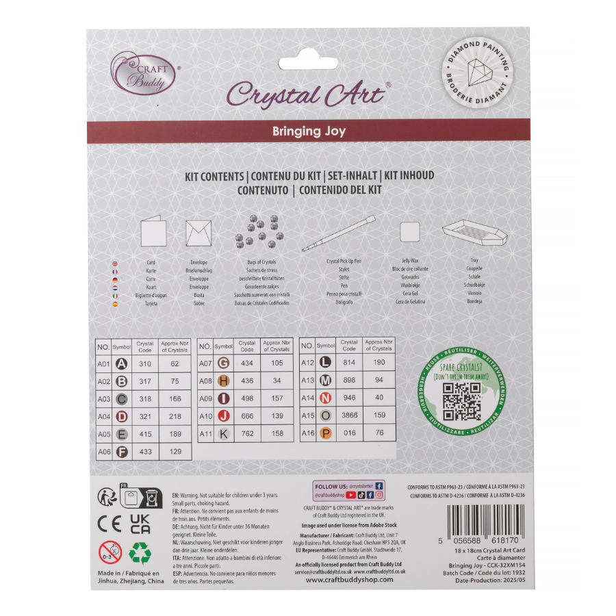Bringing Joy Crystal Art Card 18x18 back