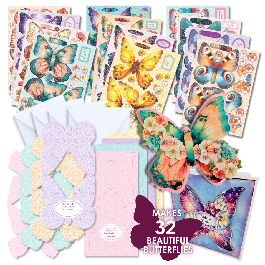 Butterfly Shaped Card Collection Card Making Kit x 32 Cards