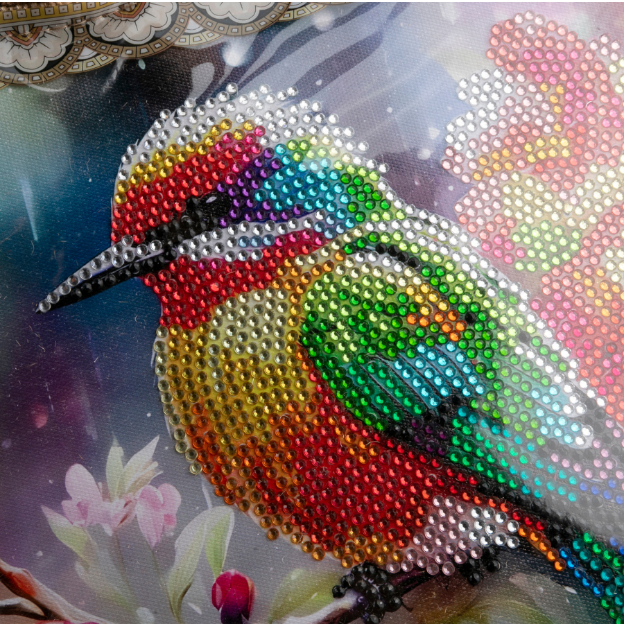 CA-FBC006 Birds Crystal Art Interchangeable Panel Jute Bag 6