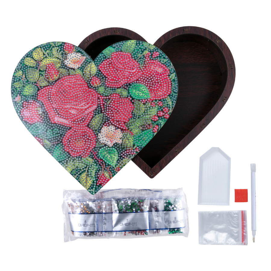 CA-MDF-071 Heart Rose Crystal Wooden Shaped Box 3
