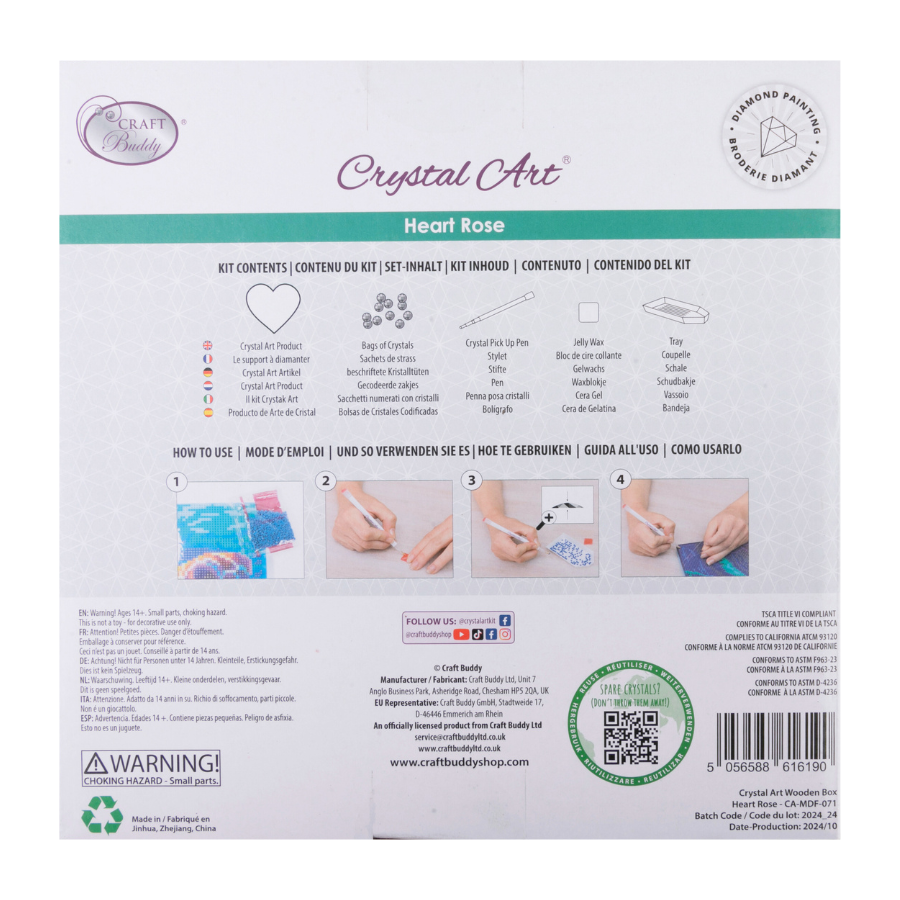 CA-MDF-071 Heart Rose Crystal Wooden Shaped Box 5