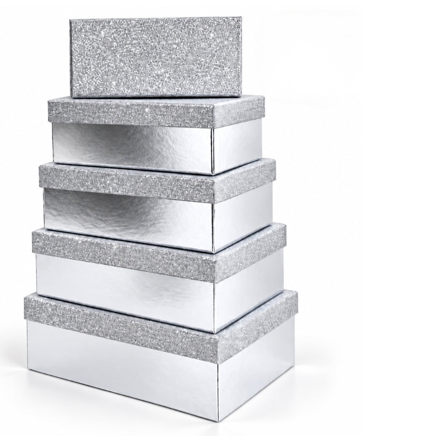 Craft Buddy Silver Nesting Gift Boxes Set of 5