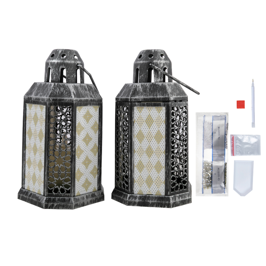 Candle Lantern LED Crystal Art Decoration Kit Set 4