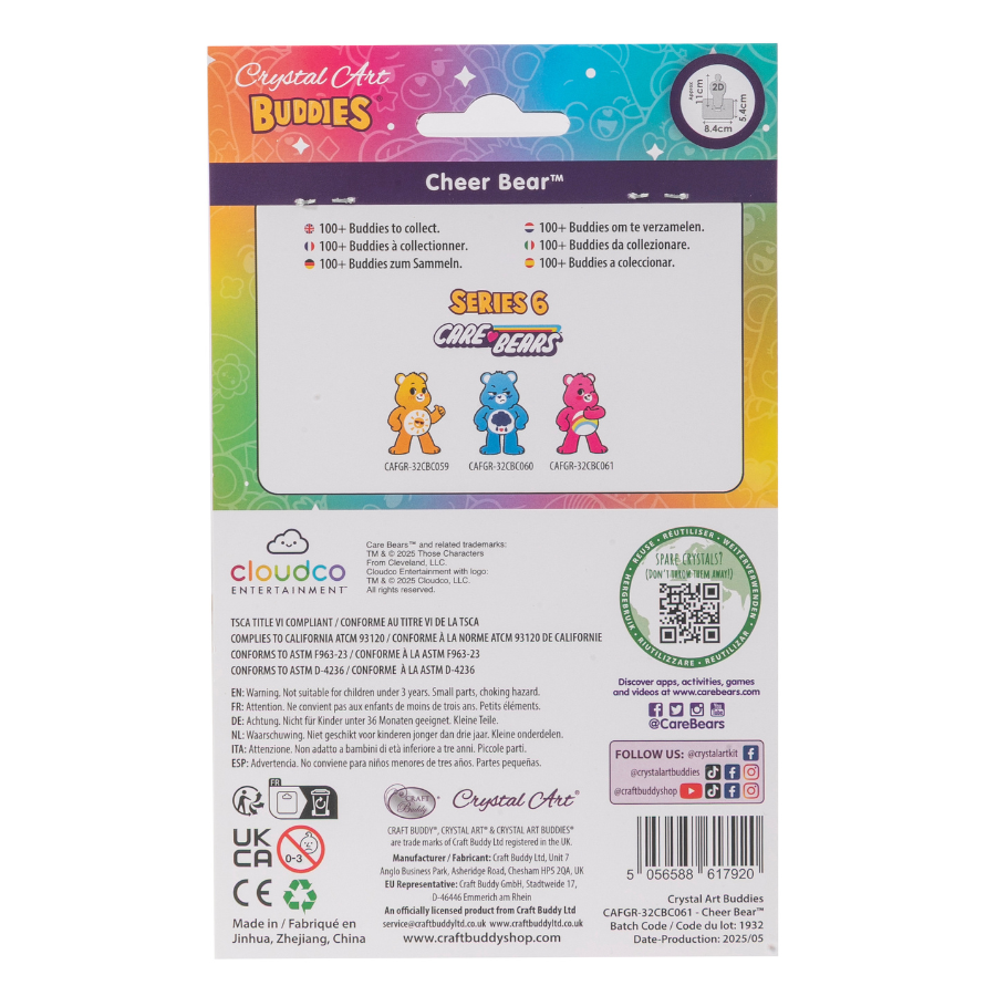 Cheer Bear Crystal Art Buddies Care Bears packback