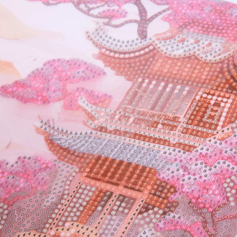 "Cherry Blossom" Crystal Art Scroll Kit Before