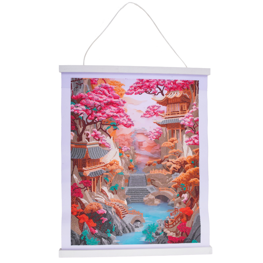 "Cherry Blossom" Crystal Art Scroll Kit Front