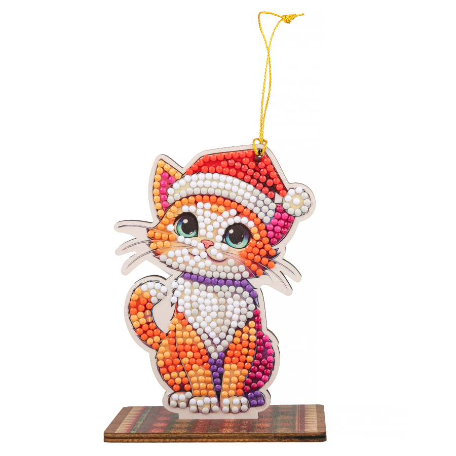 Christmas Cat Crystal Art Hanging Buddies Decoration front2