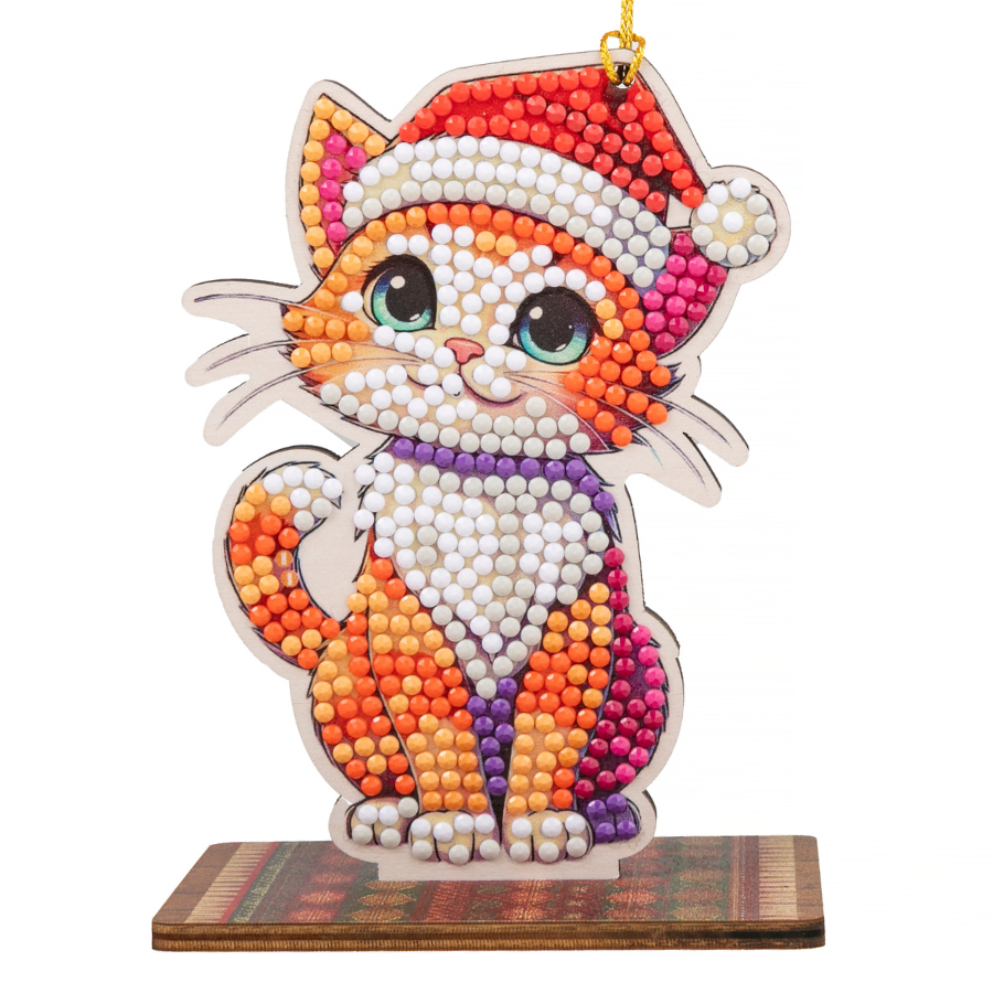 Christmas Cat Crystal Art Hanging Buddies Decoration front