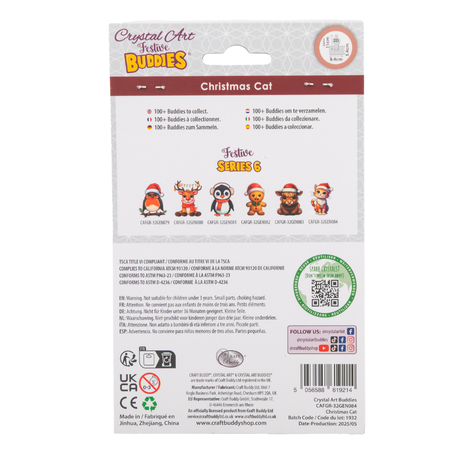 Christmas Cat Crystal Art Hanging Buddies Decoration pack back