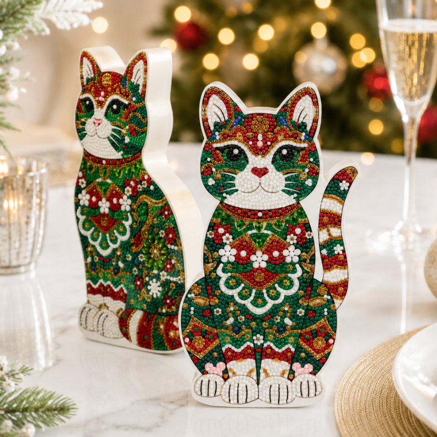 Christmas Cats Crystal Art Decoration Kit