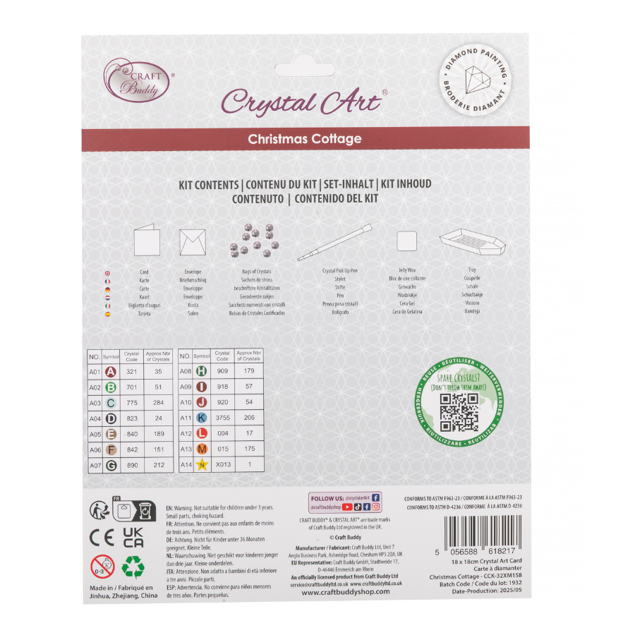 Christmas Cottage Crystal Art Card 18x18 pack