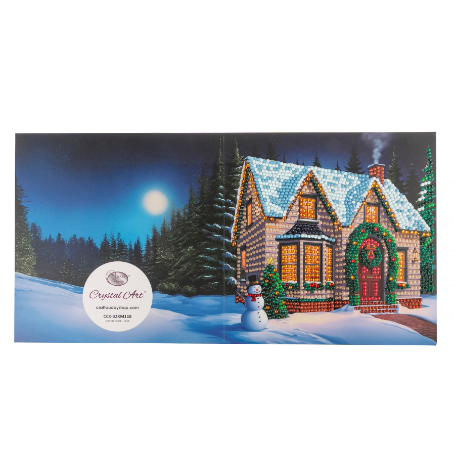 Christmas Cottage Crystal Art Card 18x18 card
