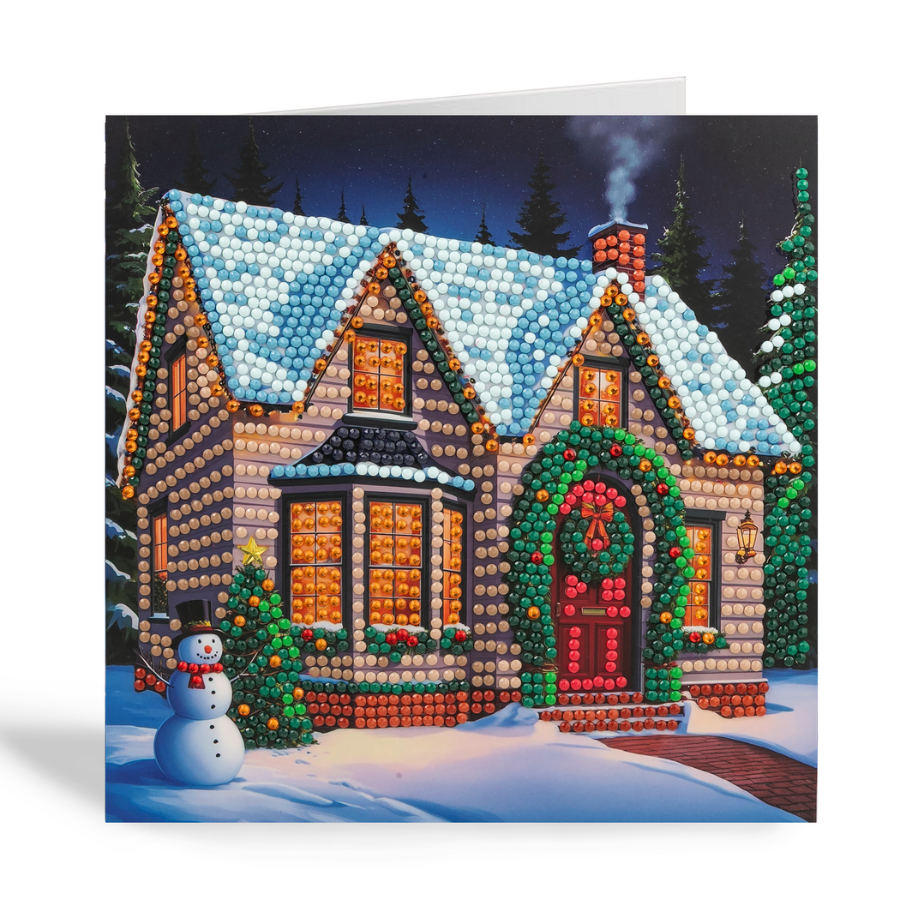 Christmas Cottage Crystal Art Card 18x18 complete2