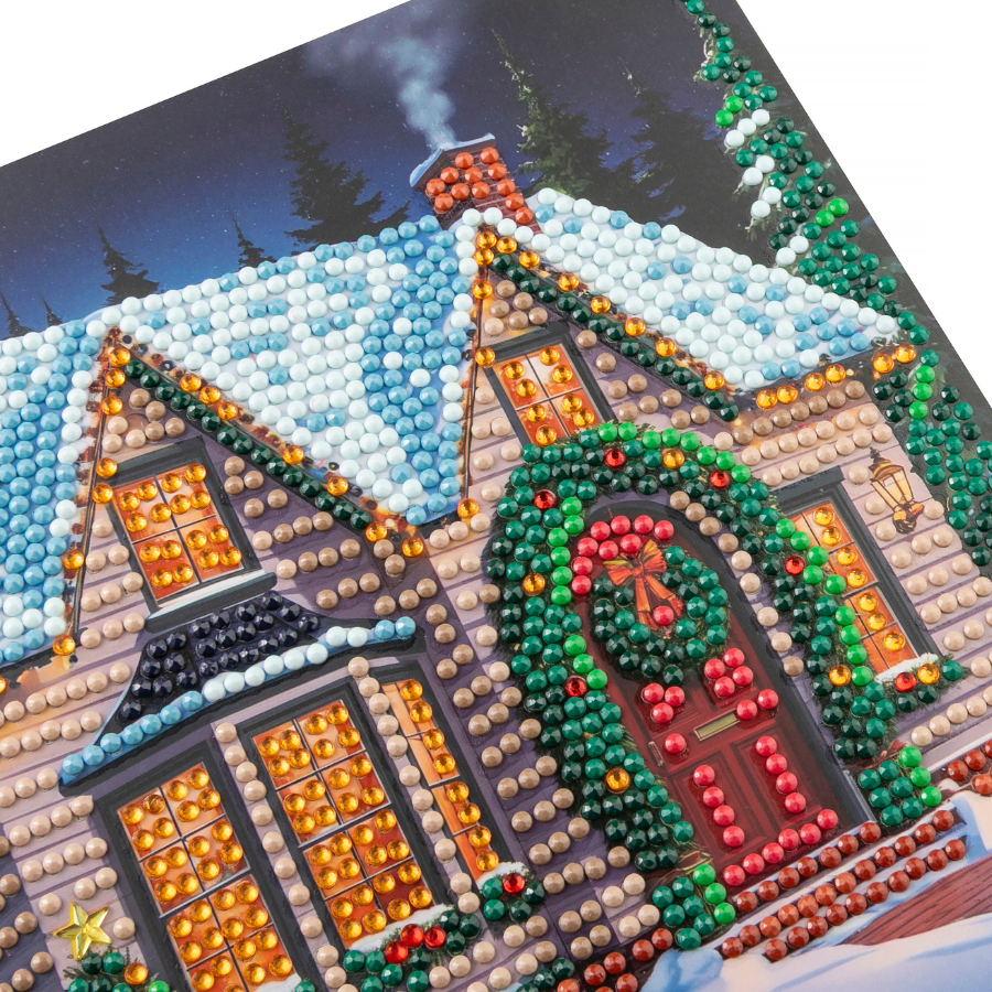 Christmas Cottage Crystal Art Card 18x18 gems