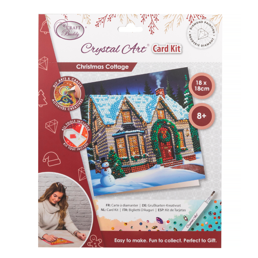 Christmas Cottage Crystal Art Card 18x18 pack
