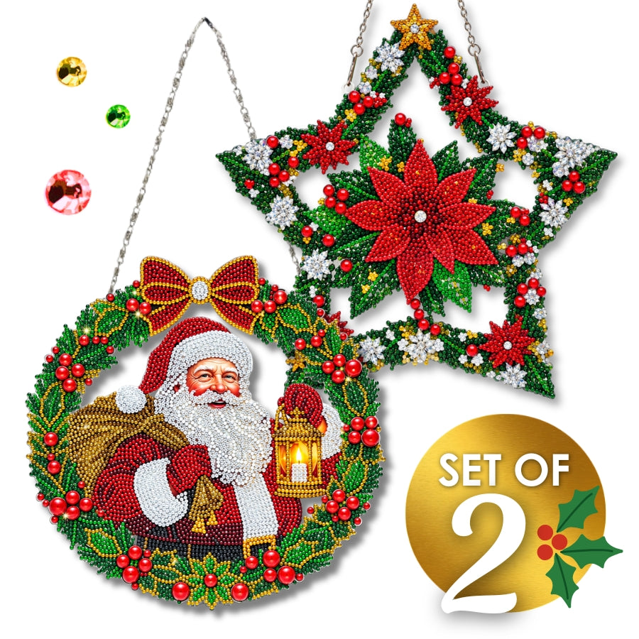 Christmas Crystal Art Hanging Decoration Kit Set of 2