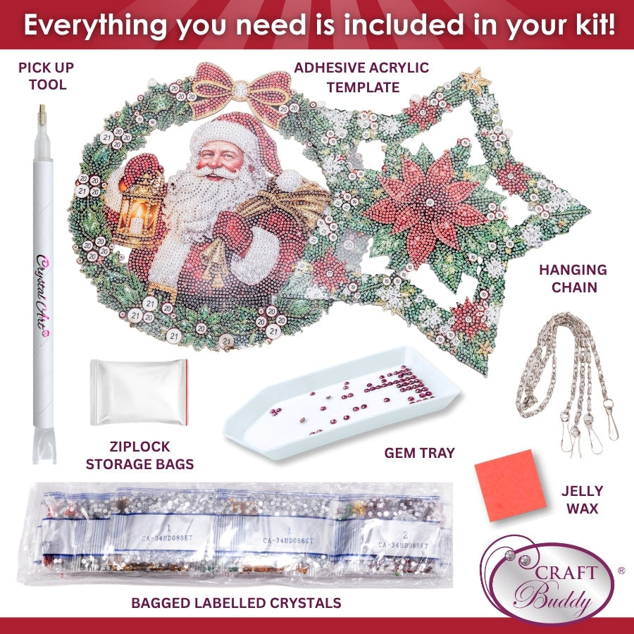 Christmas Crystal Art Hanging Decoration Kit Set of 2