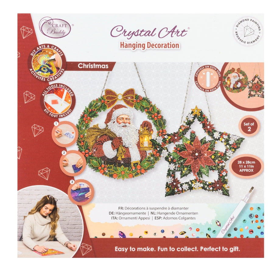 Christmas Crystal Art Hanging Decoration Kit Set of 2